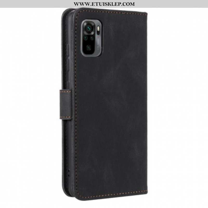 Etui Folio do Xiaomi Redmi Note 10 5G Dwukolorowe Nity Ze Sztucznej Skóry